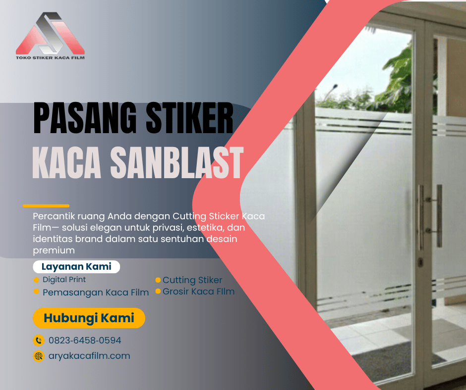 Pasang Stiker Kaca Sandblast